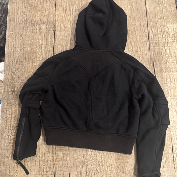 Helmut Lang Crop Zip Hoodie in Black - Picture 4 of 11